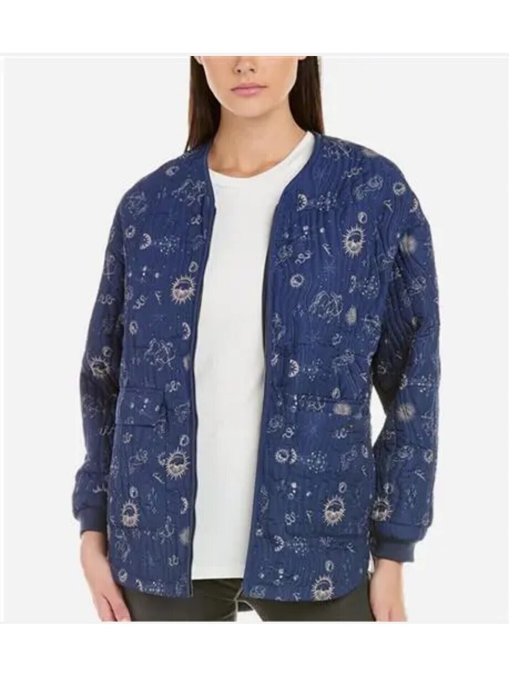$240 Calme by Johnny Was Yessi Quilted Astrology Softshell Zip Jacket Medium - Picture 8 of 9